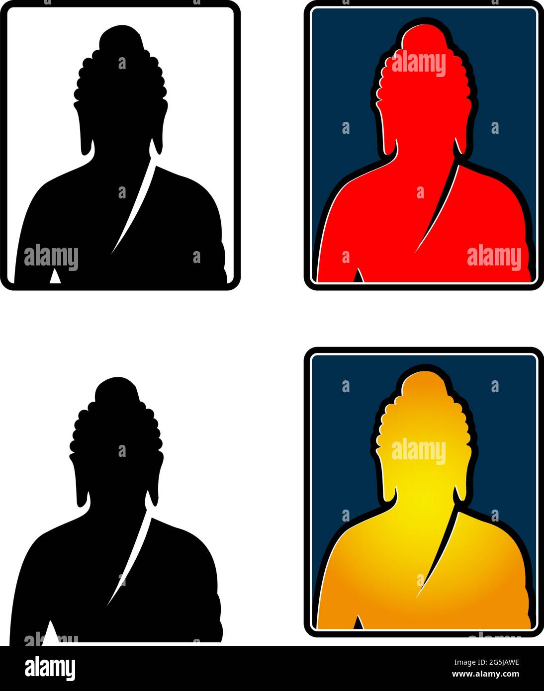 Buddha Ikone Stock, flaches Design.. Vektorgrafik auf weißem Hintergrund Stock Vektor