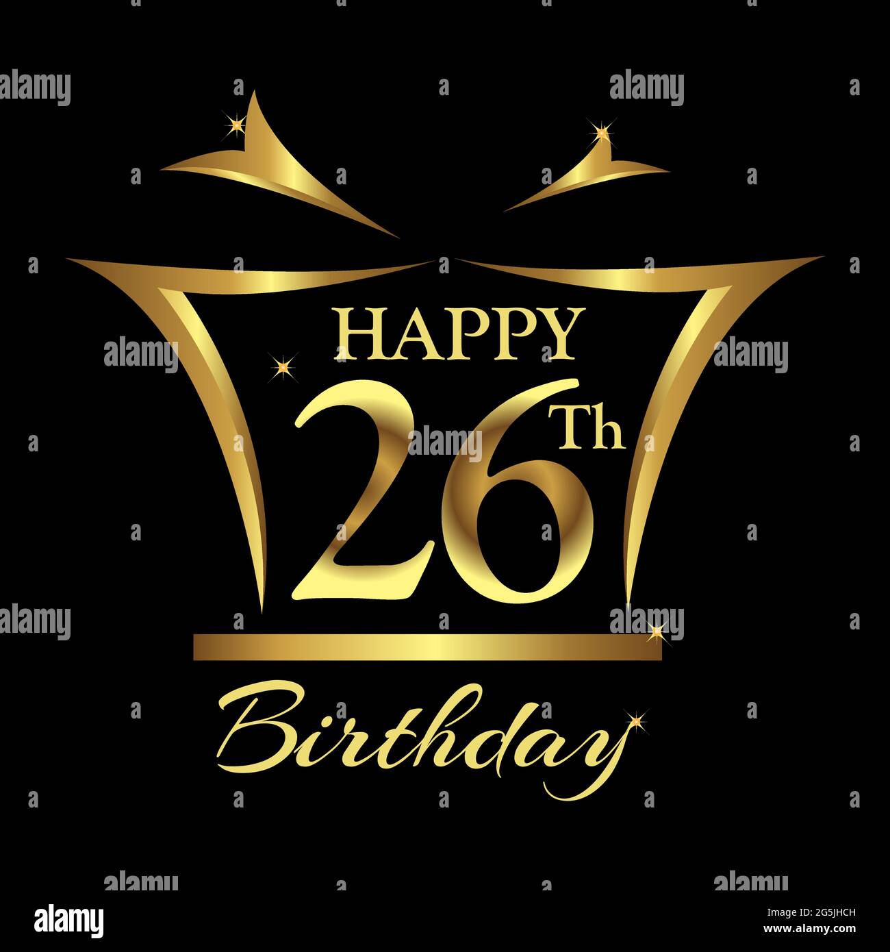 Alles gute zum Geburtstag 26 Jahre. Elegantes Design mit Nummer. Stock Vektor