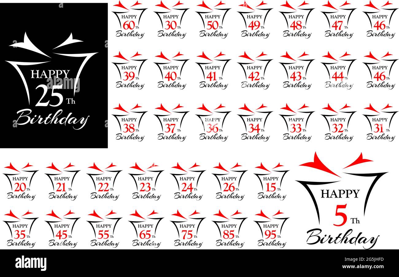 Design-Vorlage „alles gute zum Geburtstag“. Elegantes Design mit Nummer. Stock Vektor