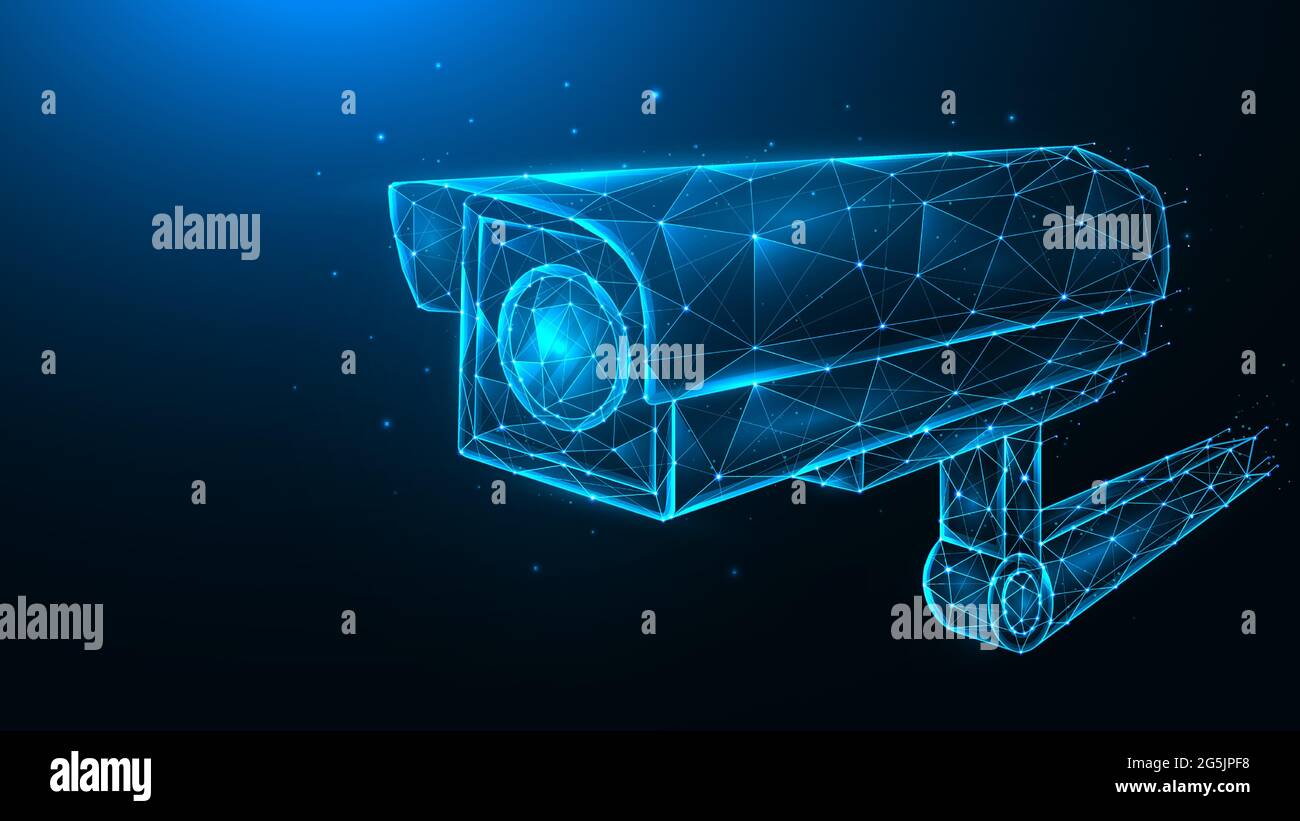 Vektorgrafik polygonale Darstellung von cctv-Kamera, Überwachungskamera, Videoüberwachungssystem. Stock Vektor