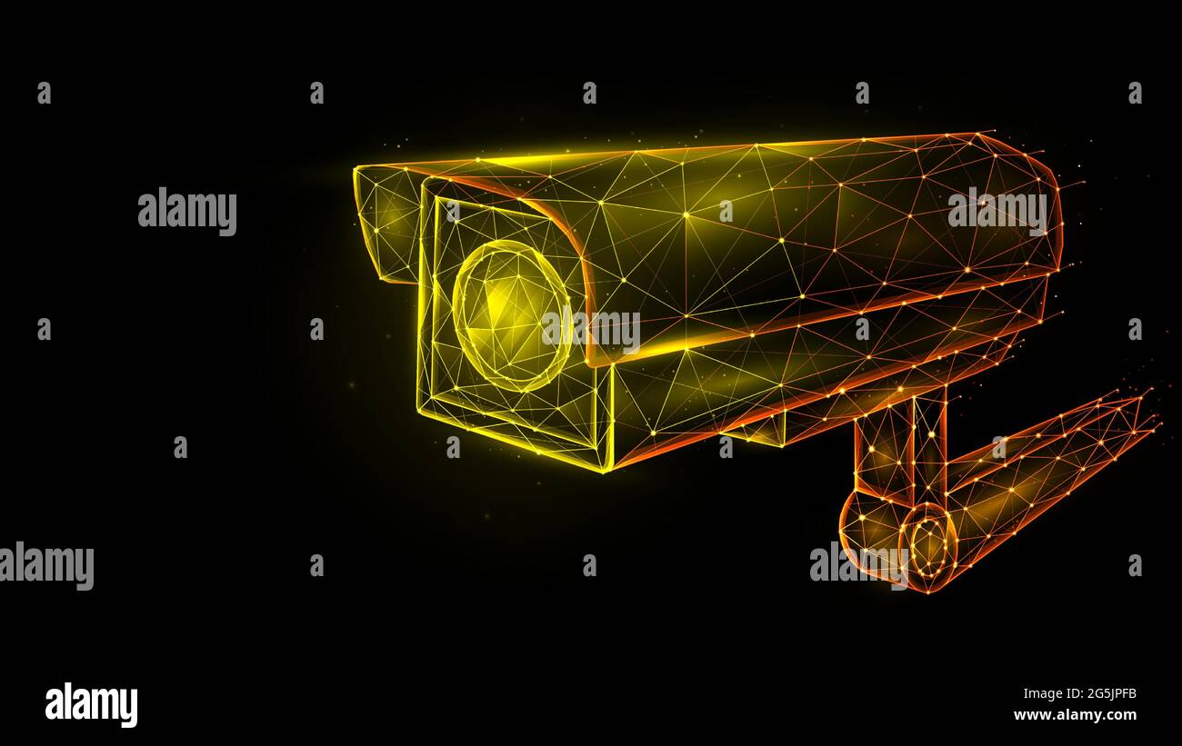 Vektorgrafik polygonale Darstellung von Überwachungskamera, cctv-Kamera, Videoüberwachungssystem. Stock Vektor