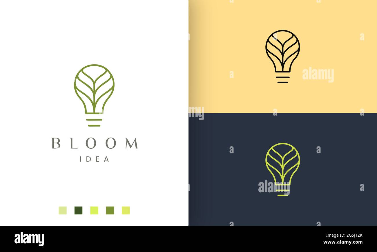 Grünes Glühbirnenlogo in schlichtem und modernem Stil Stock Vektor