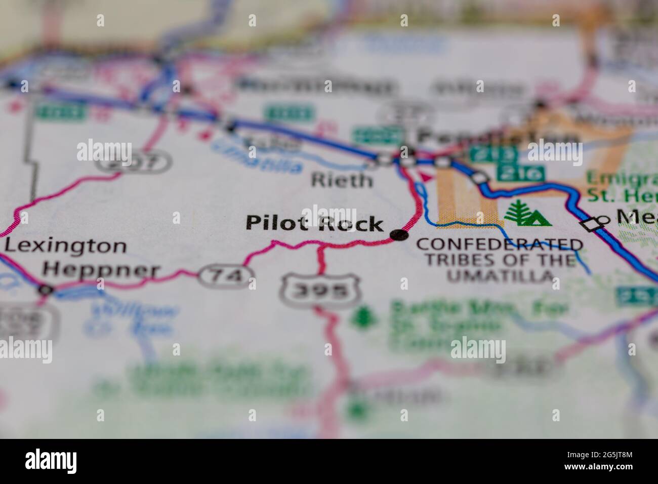 Pilot Rock Oregon USA auf einer Geografie- oder Straßenkarte angezeigt Stockfoto