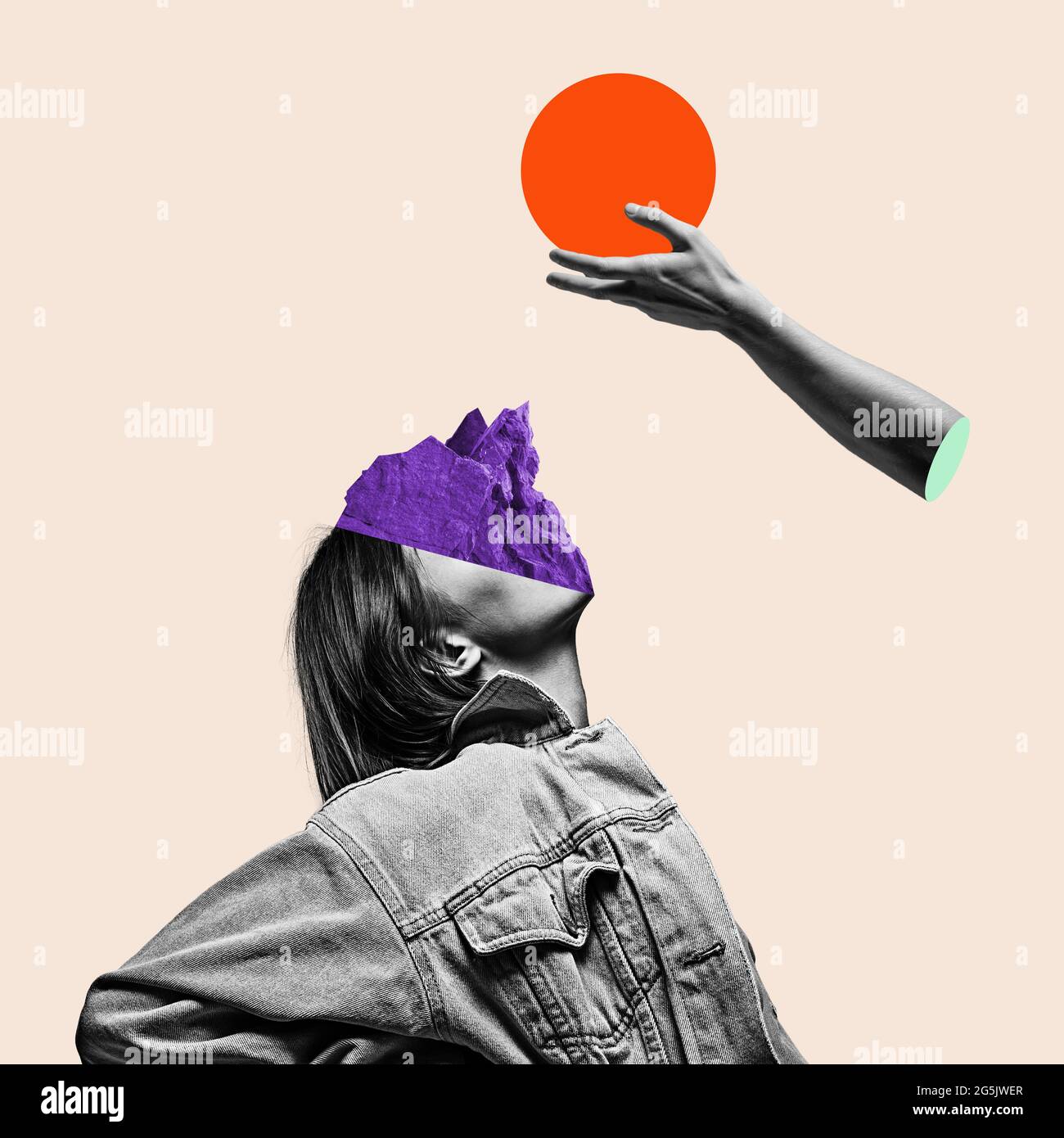 Collage zeitgenössischer Kunst. Surrealismus, Minimalismus in der Kunst Stockfoto