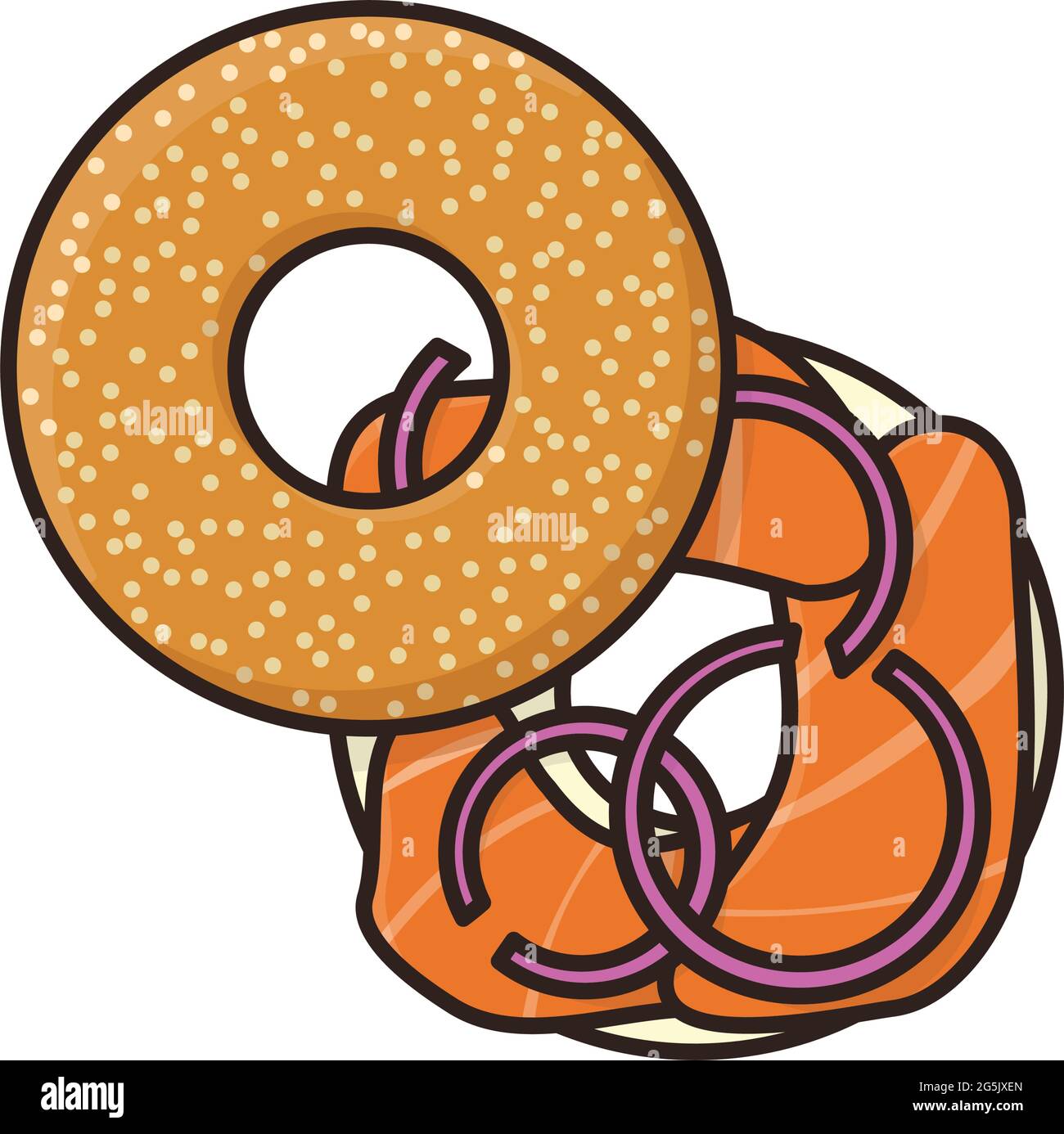 Bagel Mit Frischkase Und Lox Isoliert Vektor Illustration Fur Haben Einen Bagel Tag Am 11 Dezember Symbol Fur Traditionelle Judische Lebensmittel Stock Vektorgrafik Alamy