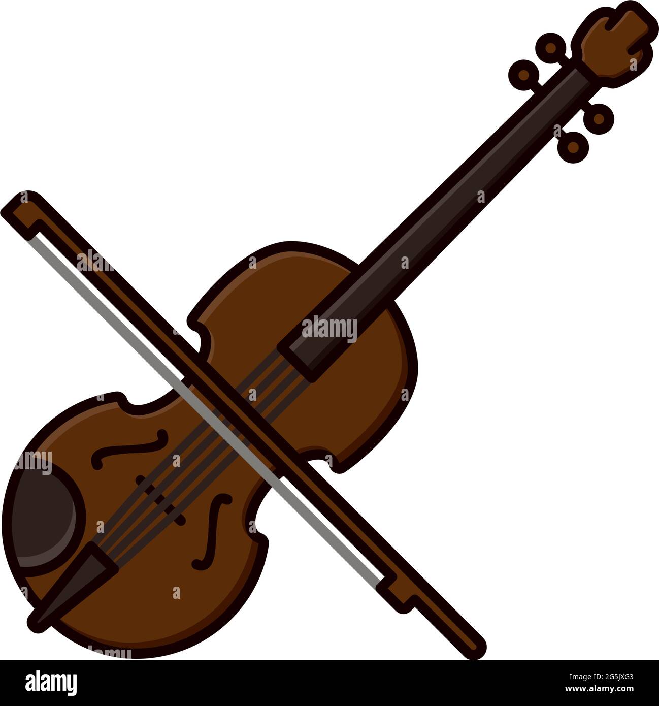 Geige mit Bogen isoliert Vektor-Illustration für Violin Day am 12. Dezember. Symbol für klassisches Musikinstrument. Stock Vektor
