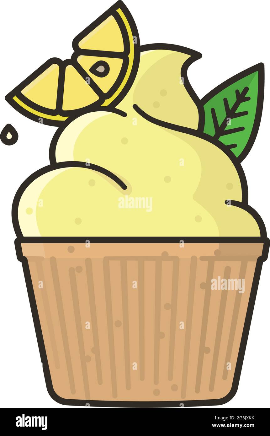 Süß-saurer Teig isoliert Vektor-Illustration für Zitrone Cupcake Day am 15. Dezember Stock Vektor
