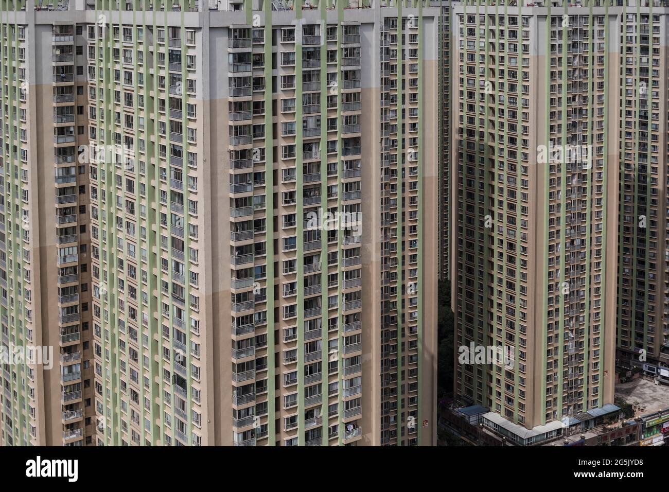 Hohe Wohngebäude drängten sich in China zusammen Stockfoto