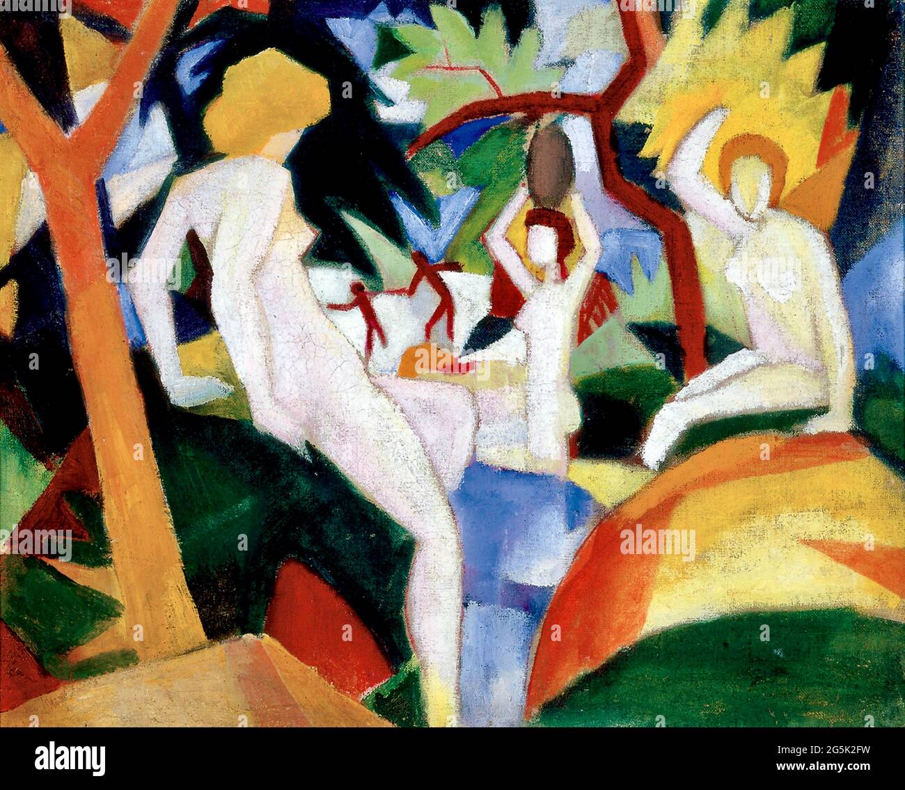August Macke Kunstwerk mit dem Titel Frauen Baden. Stockfoto