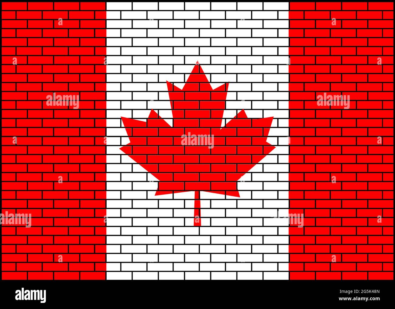 Kanada, Kanada Flagge auf Backstein Hintergrund. Vektorgrafik. Stock Vektor