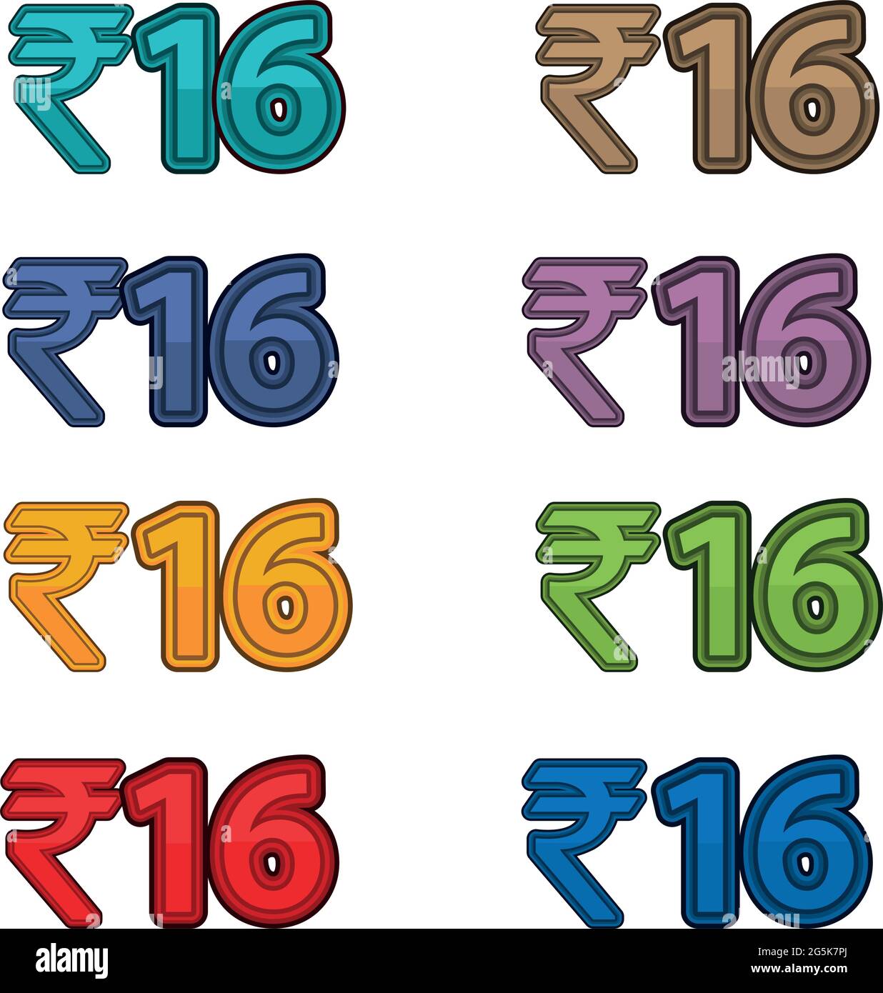 Illustration Vektor des Preises 16 Rupie, indische Währung Stock Vektor