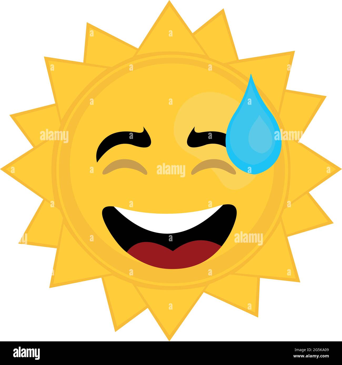 Vektordarstellung Eines Emoticons Einer Zeichentrickfigur Der Sonne Mit Einem Peinlichen Ausdruck Und Einem Tropfen Schweiss Stock Vektorgrafik Alamy