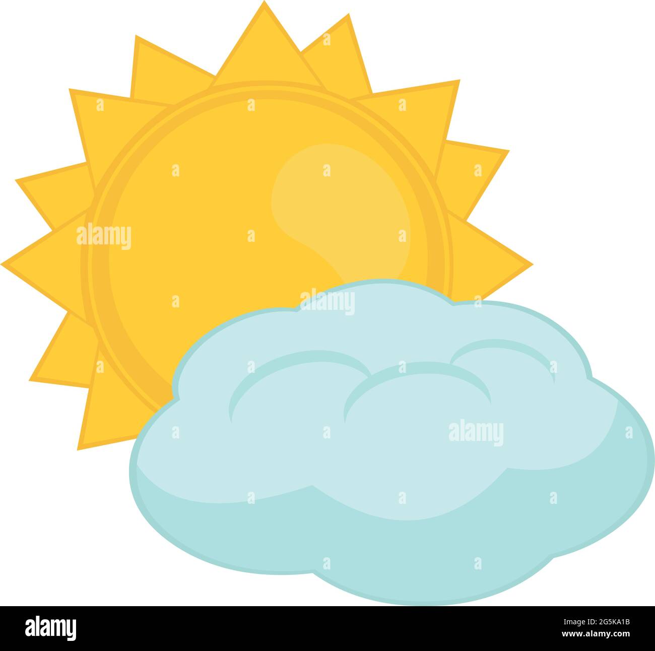 Vektor-Emoticon Darstellung einer Sonne und einer Wolke, wolkige Vorhersage Stock Vektor