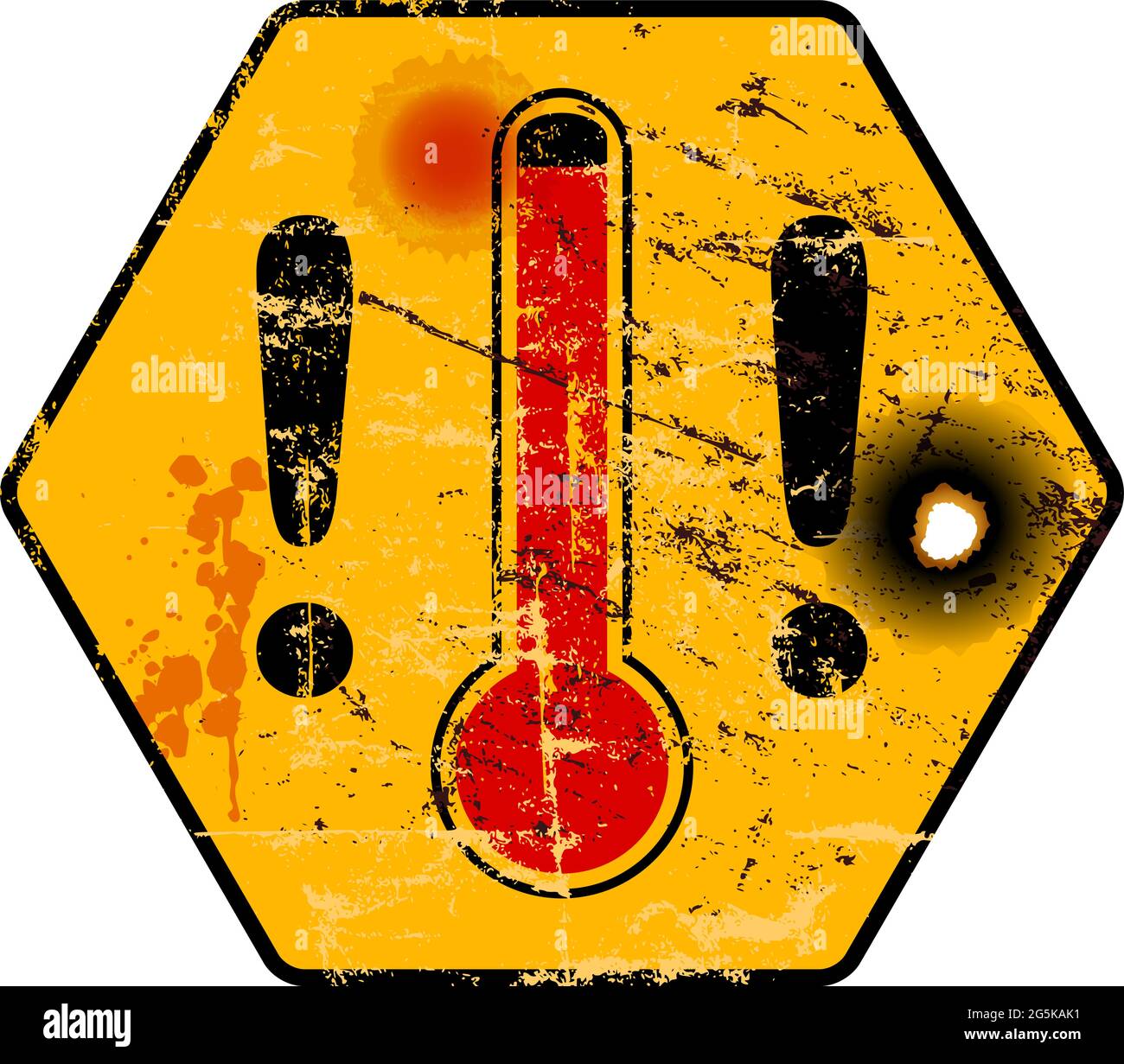 Vintage grungy heat warning sign, heatwave due to Climate change in the USA, Vektor-Illustration Stock Vektor