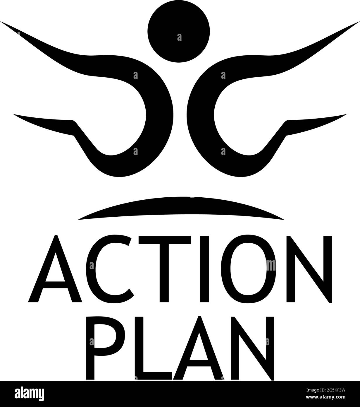 Symbol „Aktionsplan mit Personen“. Flache Vektorgrafik auf weißem Hintergrund. Stock Vektor