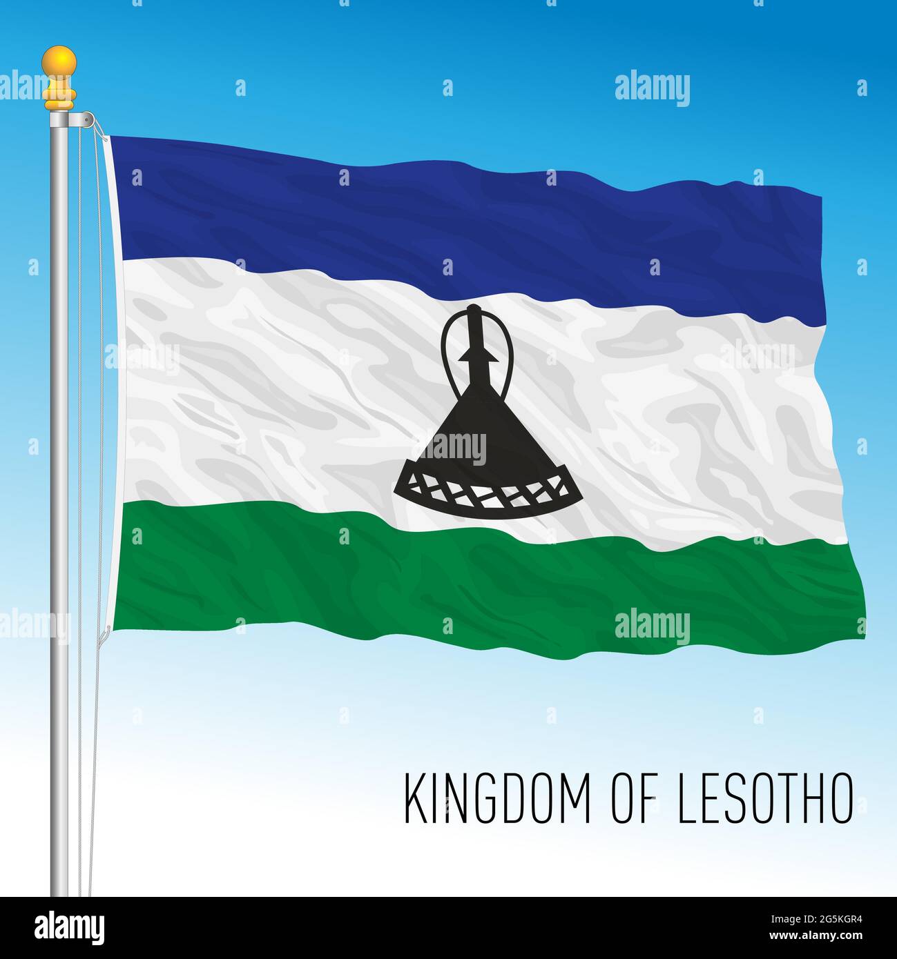 Offizielle Nationalflagge Lesothos, afrikanisches Land, Vektorgrafik Stock Vektor