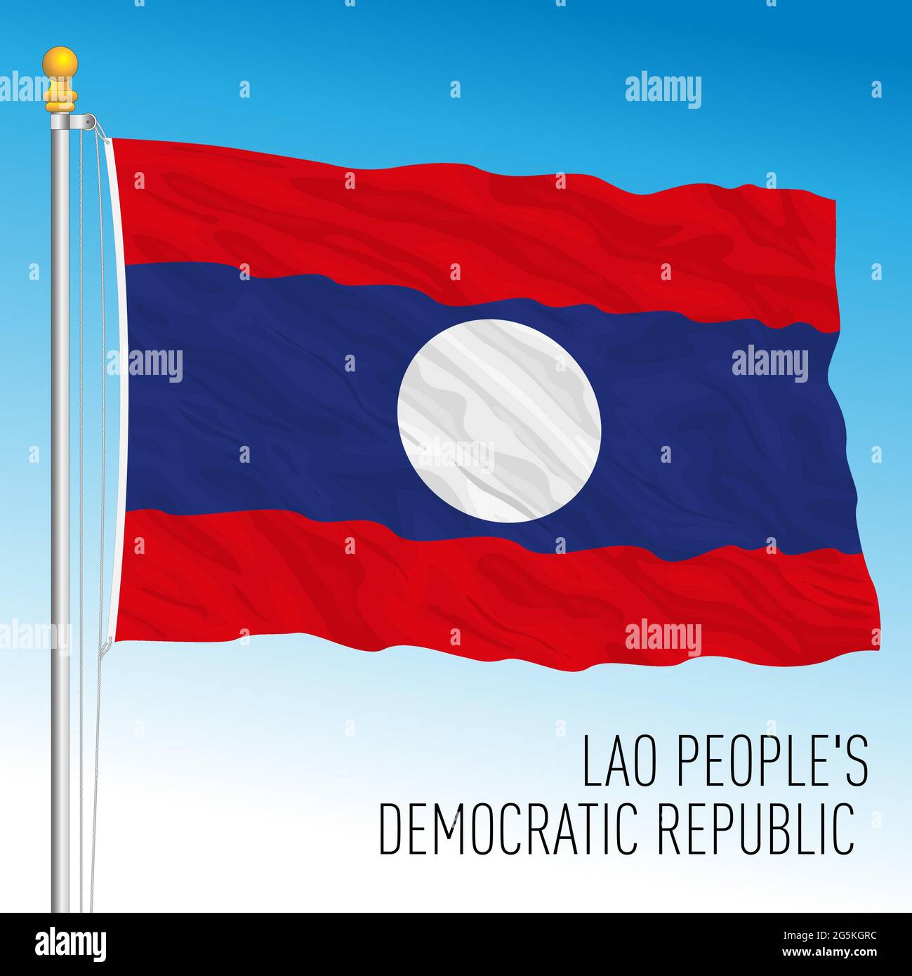 Laos offizielle Nationalflagge, asiatisches Land, Vektorgrafik Stock Vektor