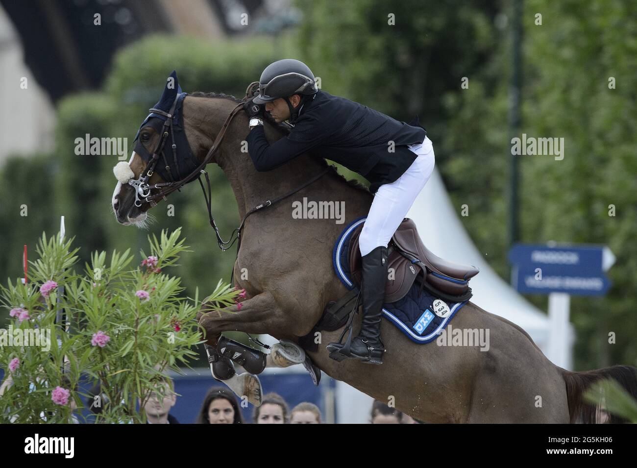 Sameh EL DAHAN (EGY) mit WKD AIMEZ MOI, Longines Global Champions Tour, großer Preis von Paris beim Longines Paris Eiffel Jumping 2021, Longines Global Champions Tour Equestrian CSI 5 am 26. Juni 2021 im Champs de Mars in Paris, Frankreich - Foto Christophe Bricot / DPPI / LiveMedia Stockfoto
