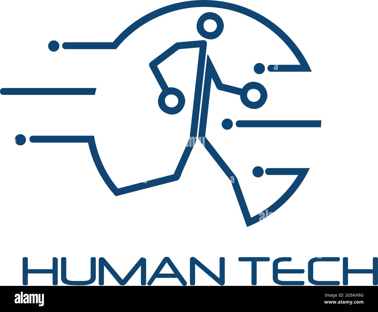 Human Technology Logo Vorlage, flaches Design. Menschen im Kreis Stock Vektor