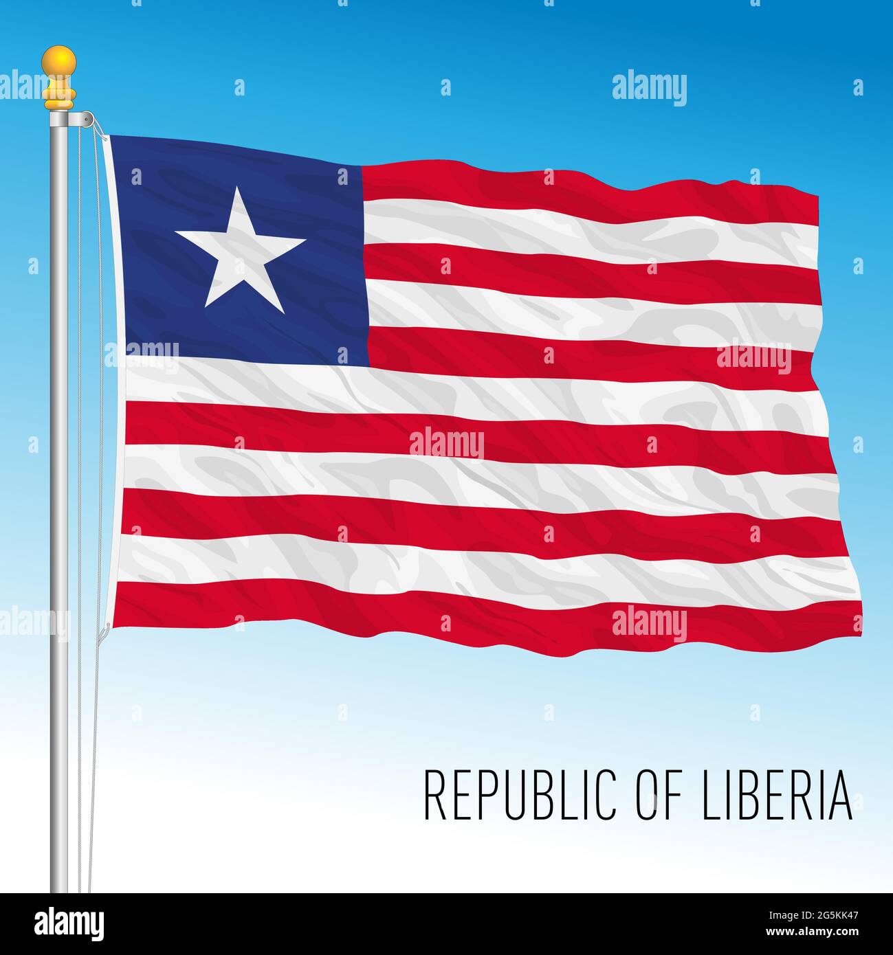 Liberia offizielle Nationalflagge, afrikanisches Land, Vektorgrafik Stock Vektor