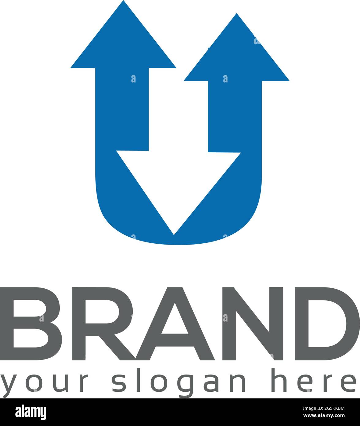 U-Buchstabe mit Pfeilvektorsymbol Stock Vektor