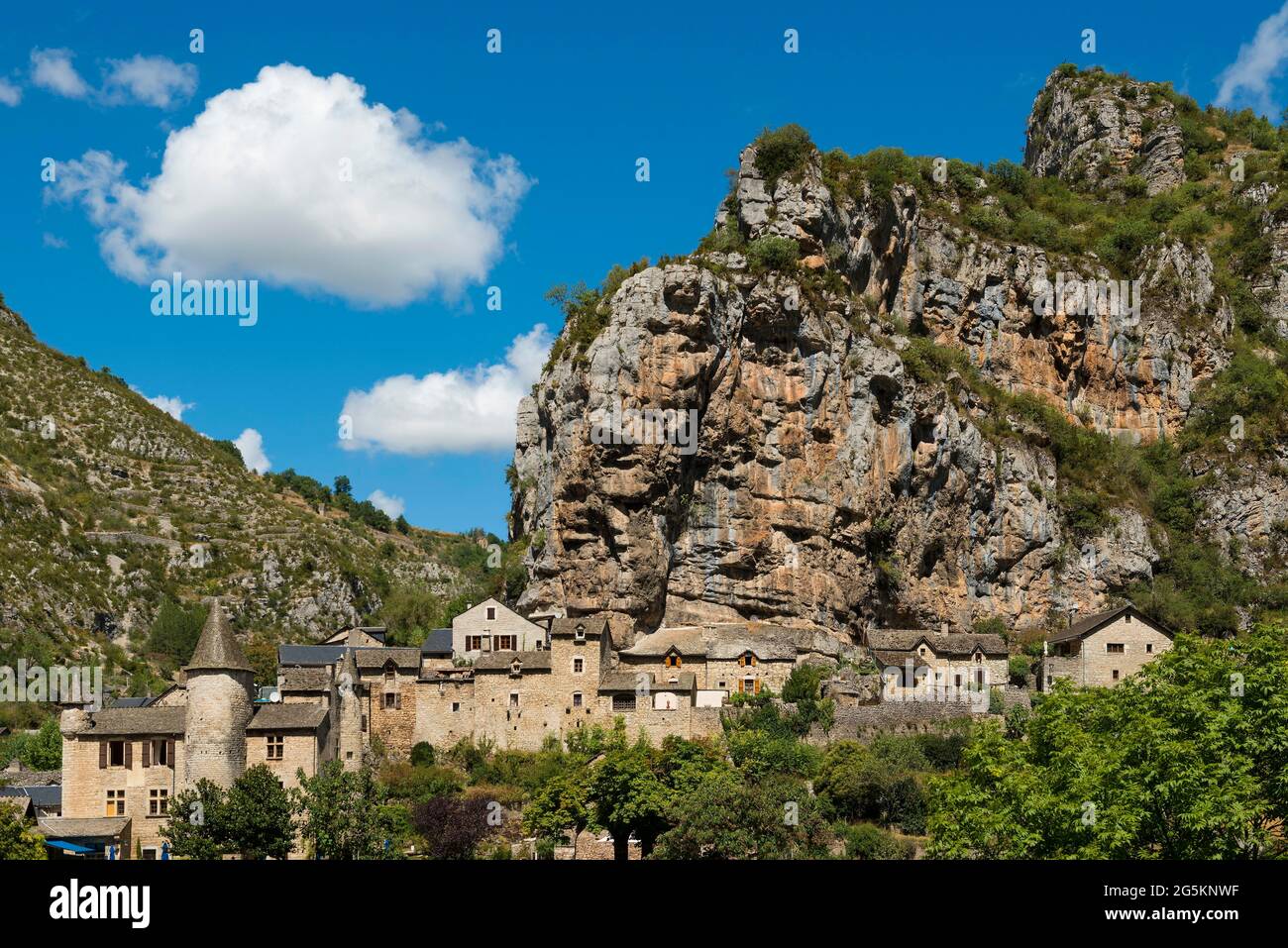 Le Rozier, Gorge du Tarn, Parc National des Cevennes, Nationalpark Cevennes, Lozère, Languedoc-Roussillon, Ozzitanie, Frankreich, Europa Stockfoto