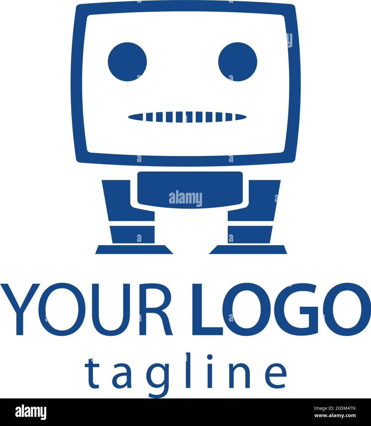 Roboter-Logo-Design. Blauer Roboter Stock Vektor