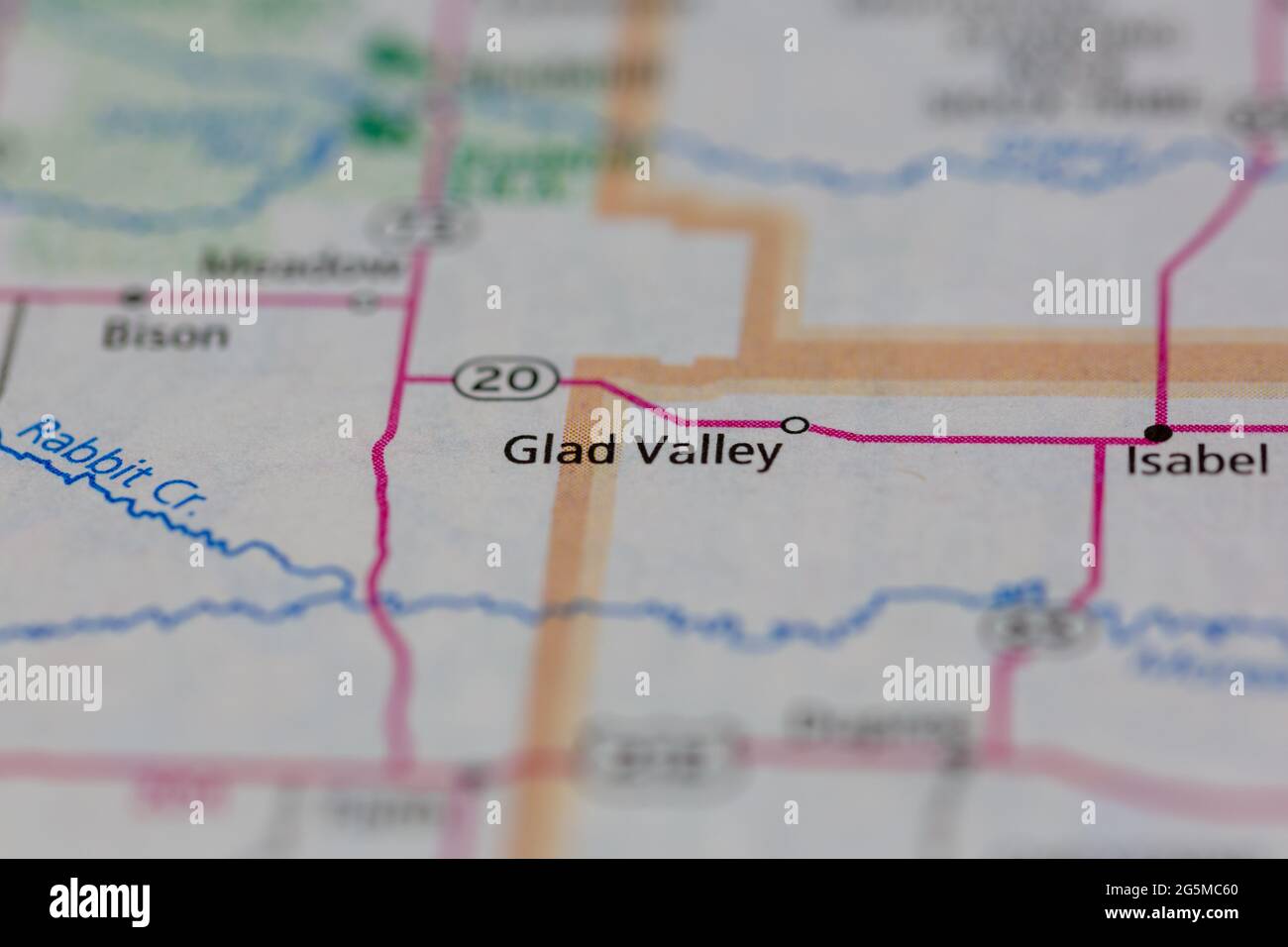 Glad Valley South Dakota USA auf einer Geografie- oder Straßenkarte angezeigt Stockfoto