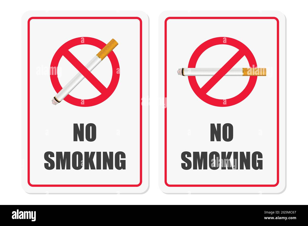 Vector No Smoking Area Schild, Symbol, Beschriftungssatz isoliert auf weißem Hintergrund. Realistische 3d-Zigarette. Rauchen Sie Hier Nicht. 31. Mai Weltnichtrauchertag Stock Vektor