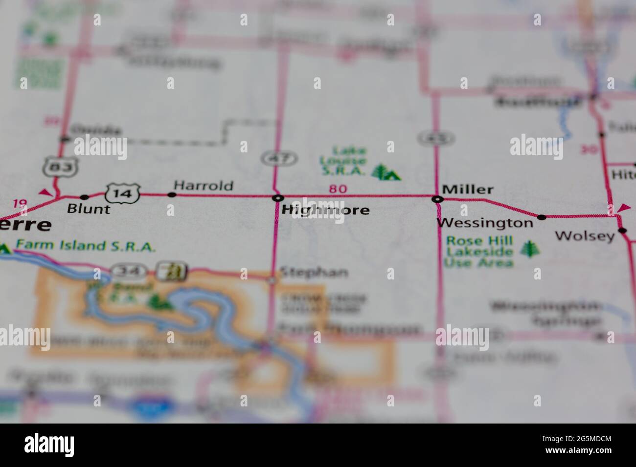 Karte von highmore south dakota Fotos und Bildmaterial in hoher