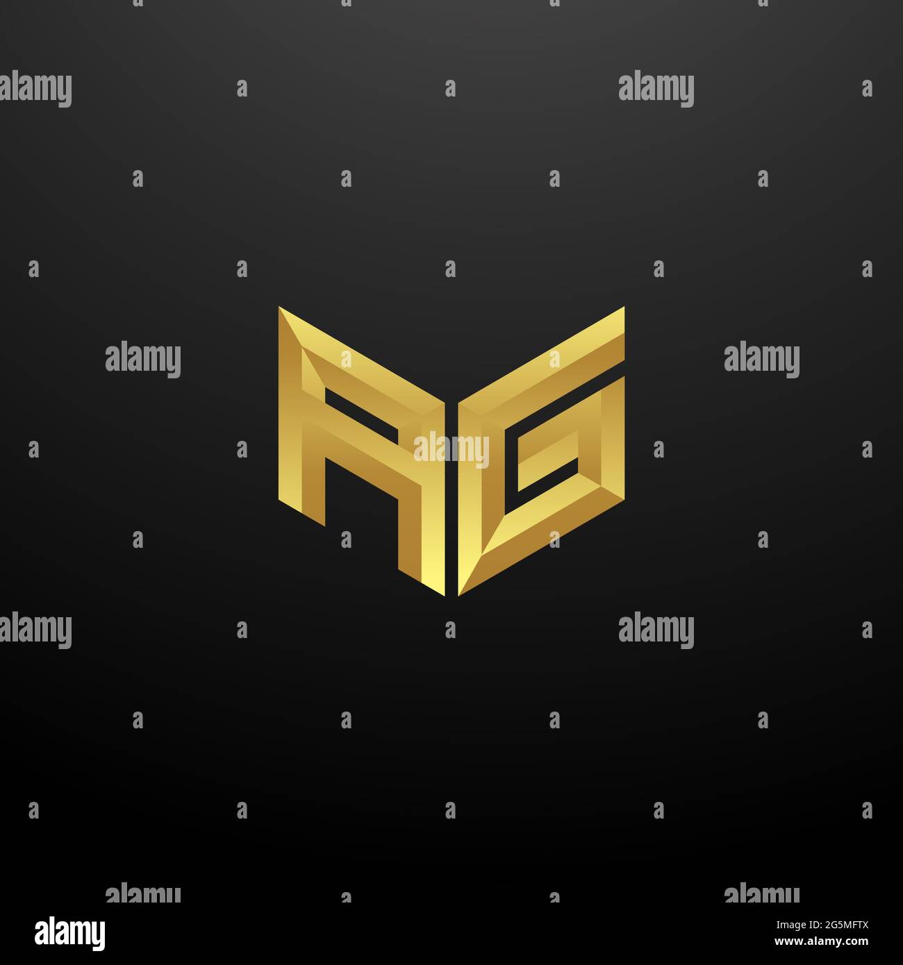 AG Logo Monogramm Buchstaben Initialen Design-Vorlage mit Gold und schwarzem Hintergrund Vektor-Symbol modern Stock Vektor