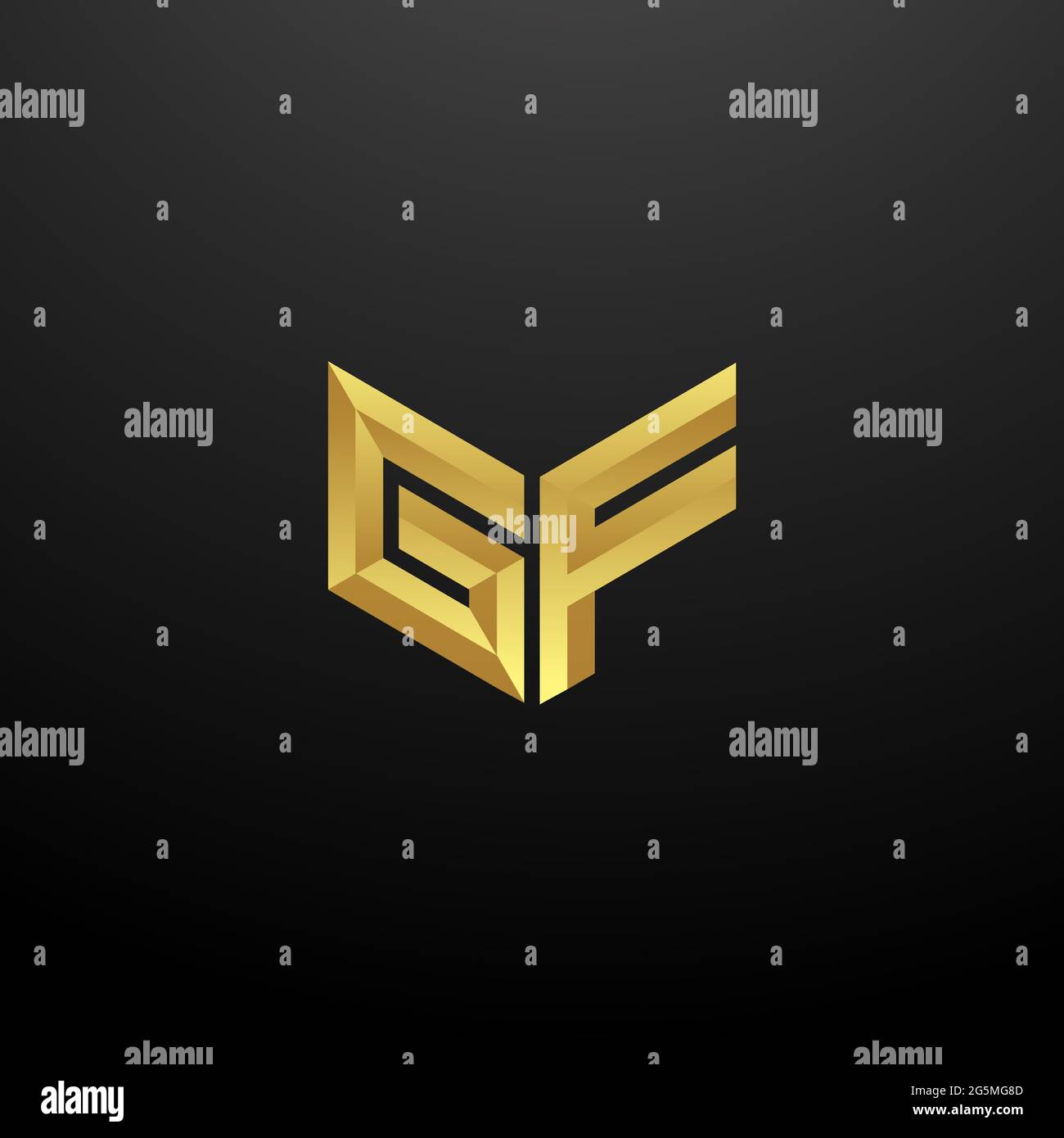 GF Logo Monogramm Buchstaben Initialen Design-Vorlage mit Gold und schwarzem Hintergrund Vektor-Symbol modern Stock Vektor