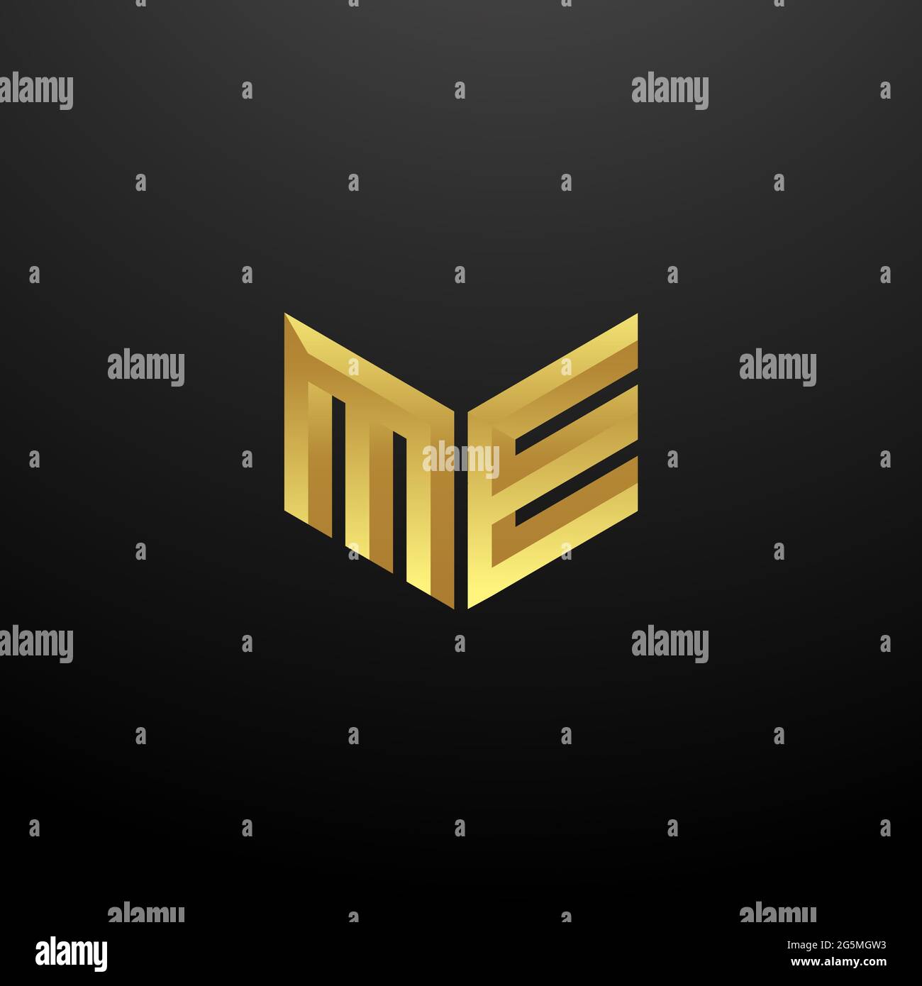 ME Logo Monogramm Buchstaben Initialen Design-Vorlage mit Gold und schwarzem Hintergrund Vektor-Symbol modern Stock Vektor