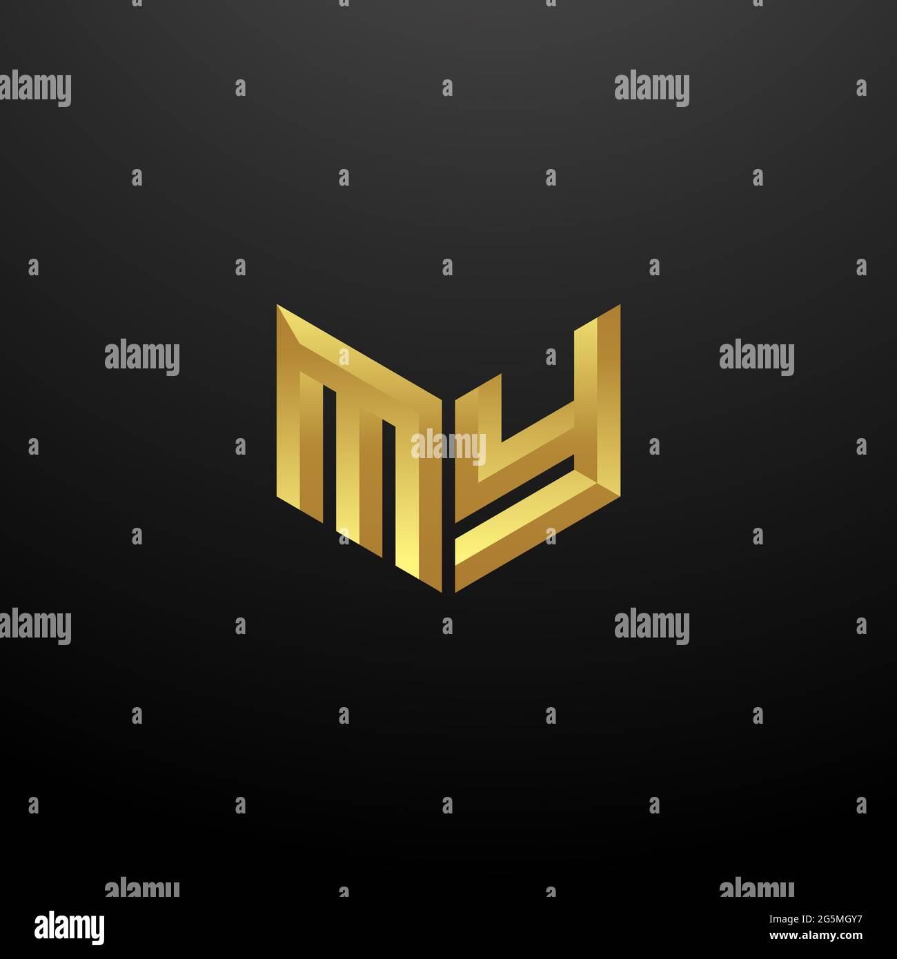 MEIN Logo Monogramm Buchstaben Initialen Design-Vorlage mit Gold und schwarzem Hintergrund Vektor-Symbol modern Stock Vektor