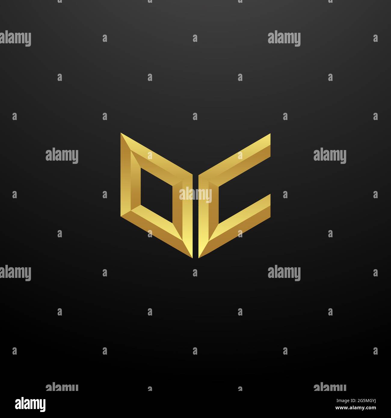 OC Logo Monogramm Buchstaben Initialen Design-Vorlage mit Gold und schwarzem Hintergrund Vektor-Symbol modern Stock Vektor