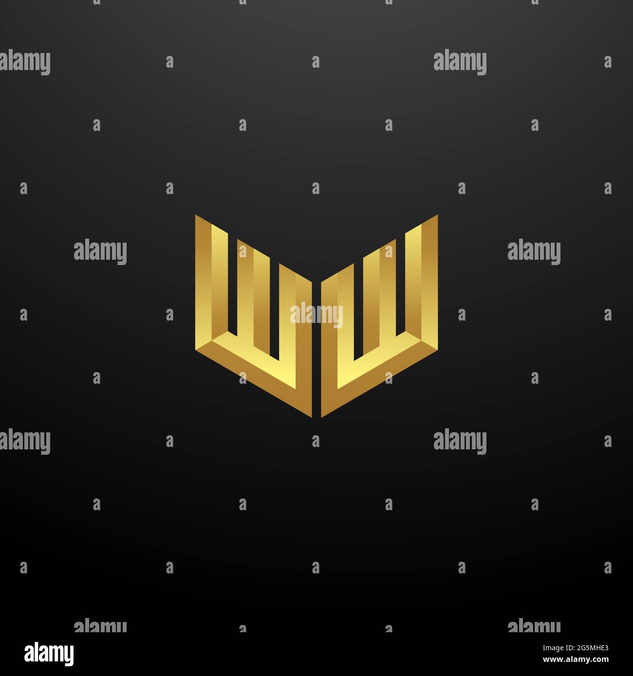 WW Logo Monogramm Buchstaben Initialen Design-Vorlage mit Gold und schwarzem Hintergrund Vektor-Symbol modern Stock Vektor