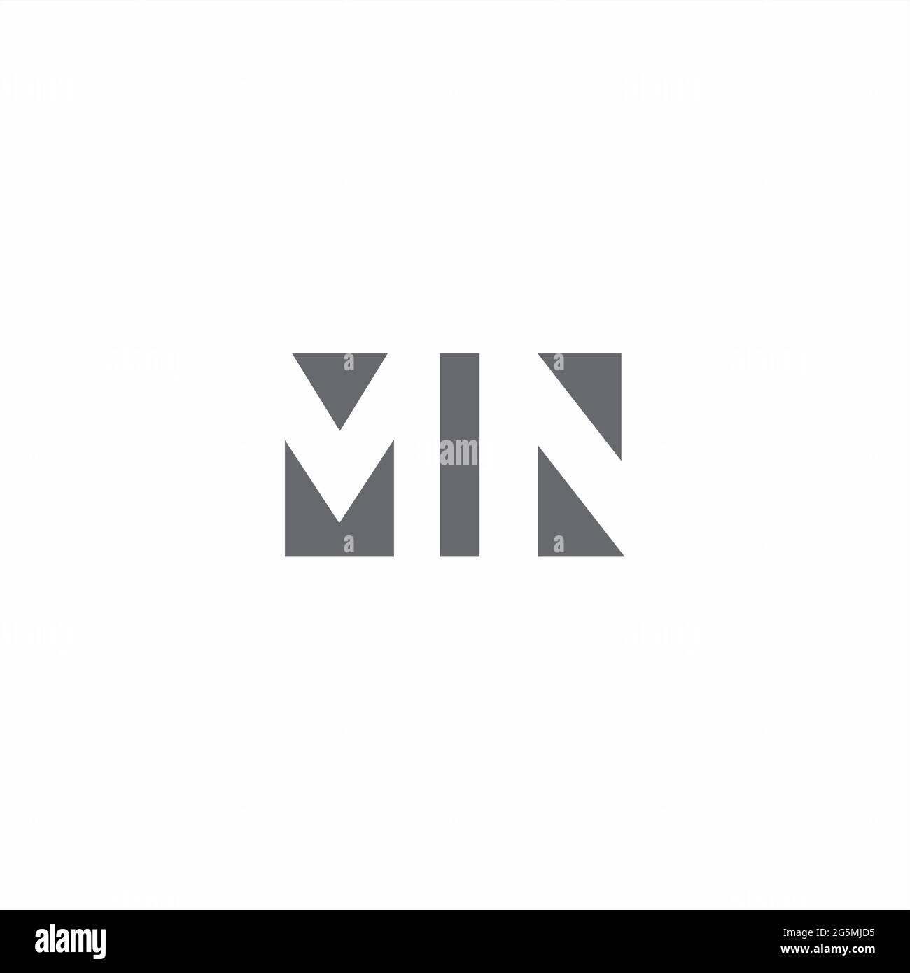 MN-Logo-Monogramm mit negativer Raumgestaltvorlage isoliert auf weißem Hintergrund Stock Vektor