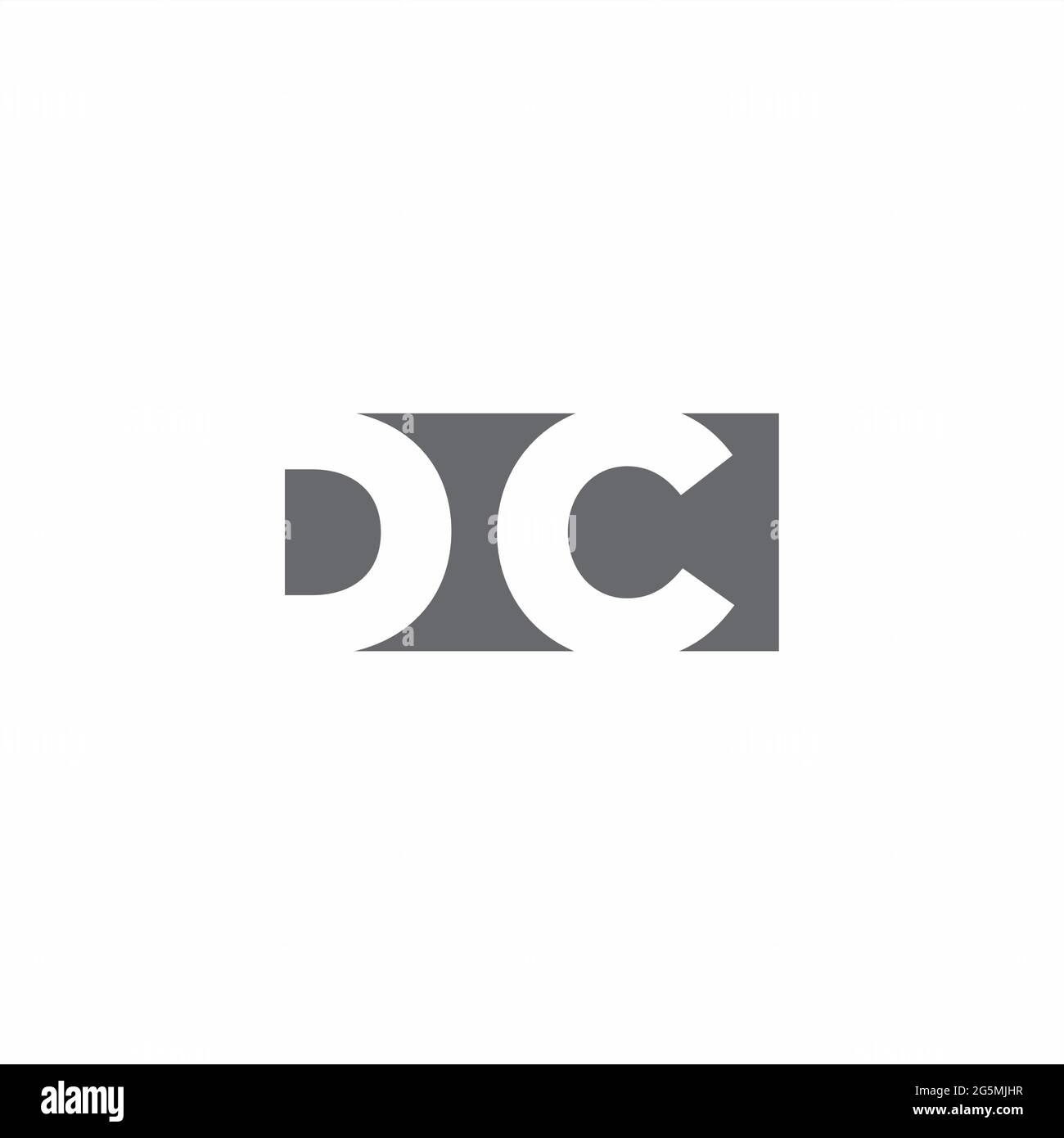 DC-Logo-Monogramm mit negativem Raum Stil Design-Vorlage isoliert auf weißem Hintergrund Stock Vektor