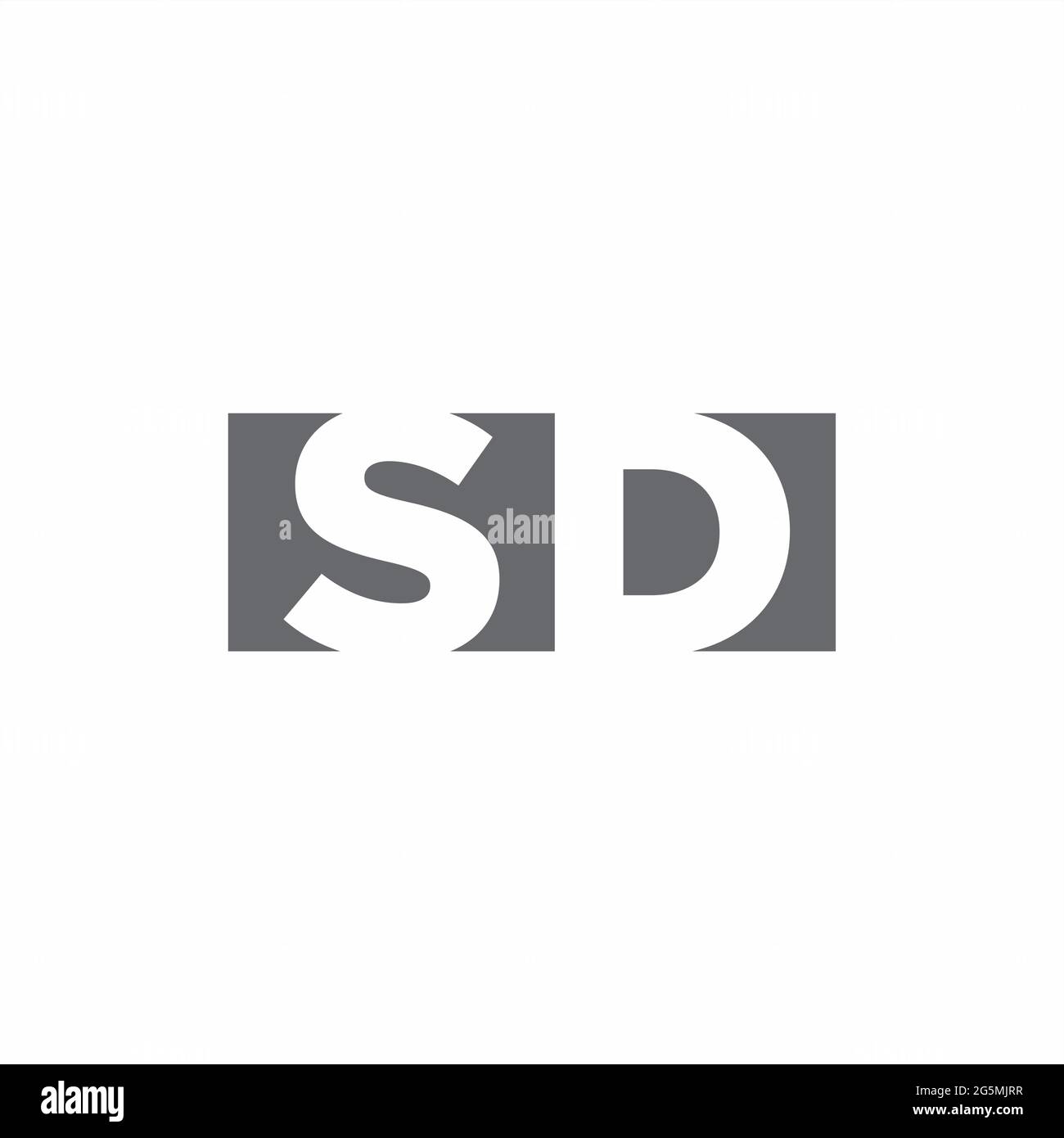 SD-Logo-Monogramm mit Designvorlage im Stil eines Negativraumes auf weißem Hintergrund isoliert Stock Vektor