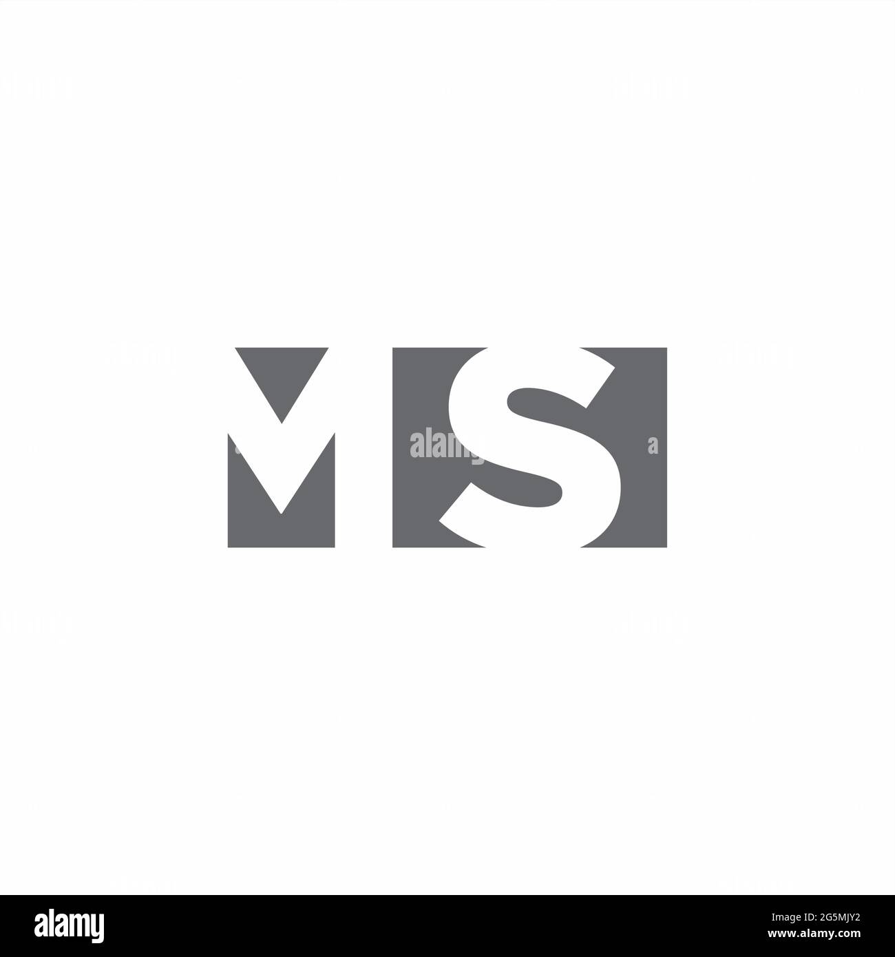 MS-Logo-Monogramm mit negativem Raum Stil Design-Vorlage isoliert auf weißem Hintergrund Stock Vektor