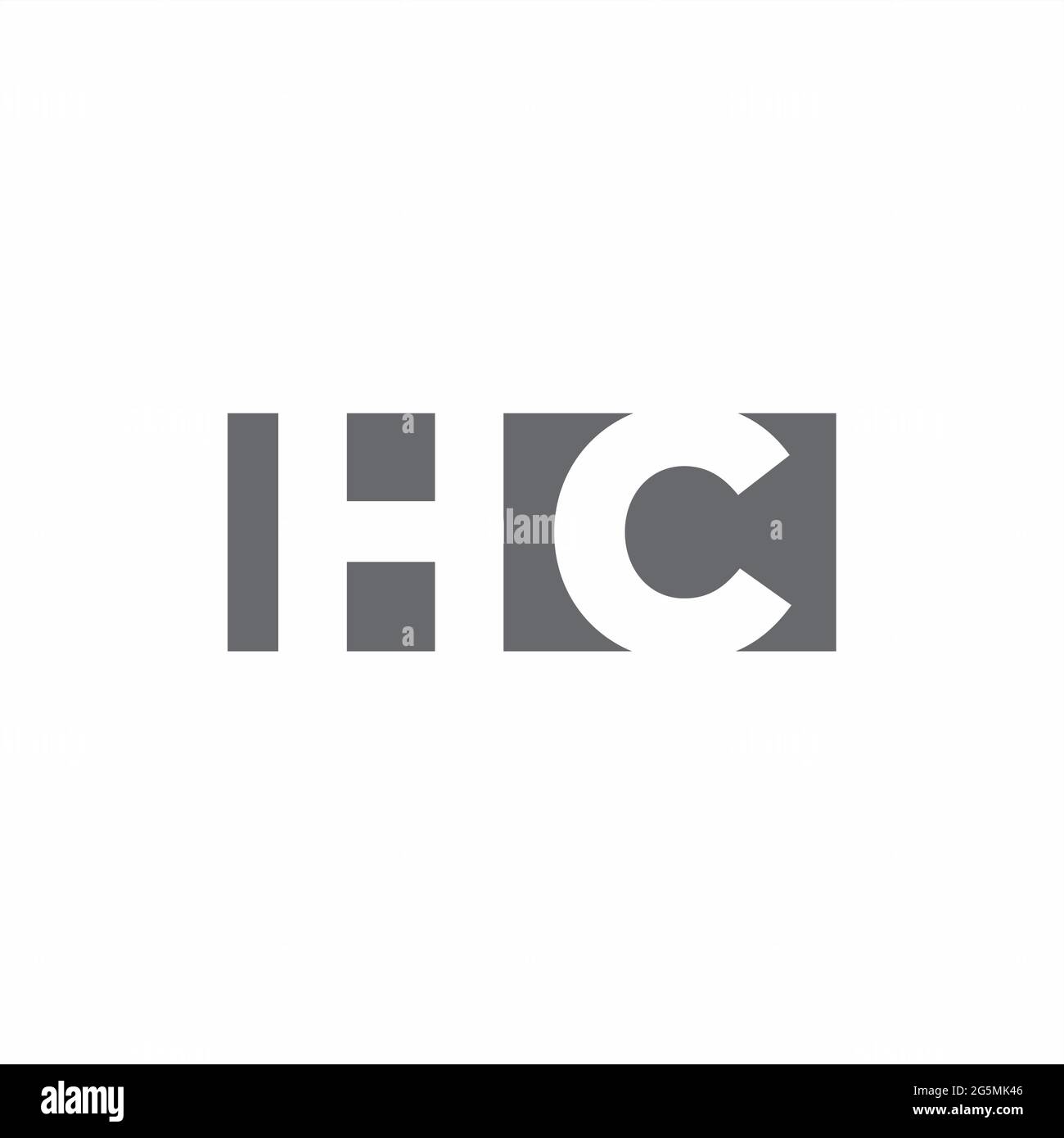 HC-Logo-Monogramm mit negativem Raum-Design-Vorlage isoliert auf weißem Hintergrund Stock Vektor