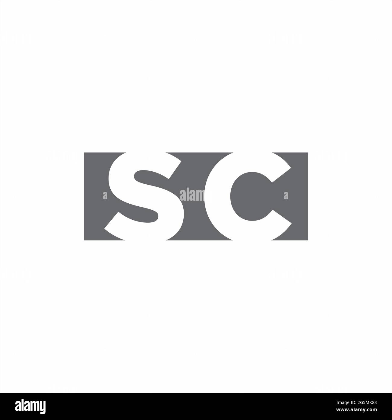 SC-Logo-Monogramm mit negativer Designvorlage im Raummstil, isoliert auf weißem Hintergrund Stock Vektor