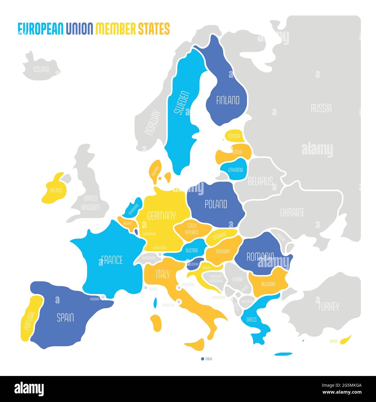 Vereinfachte und reibungslose Karte der EU Stock Vektor