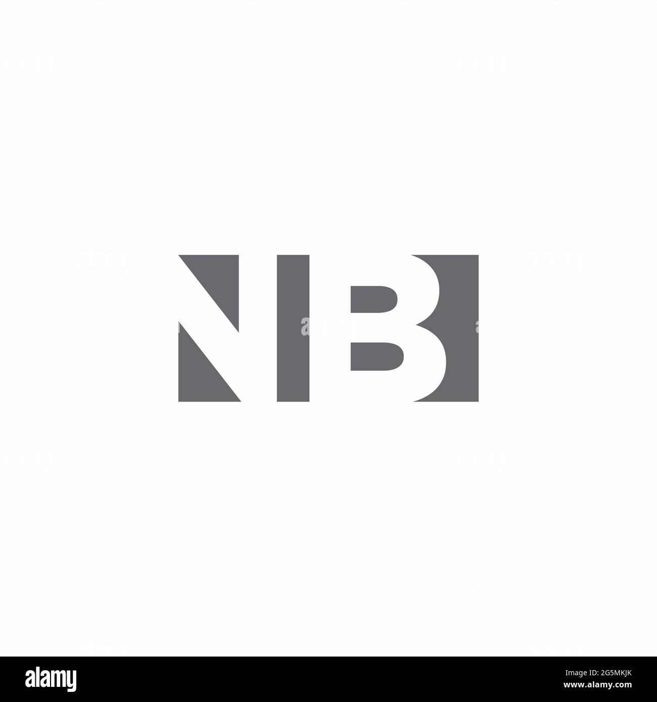 NB-Logo-Monogramm mit negativem Raum Stil Design-Vorlage isoliert auf weißem Hintergrund Stock Vektor