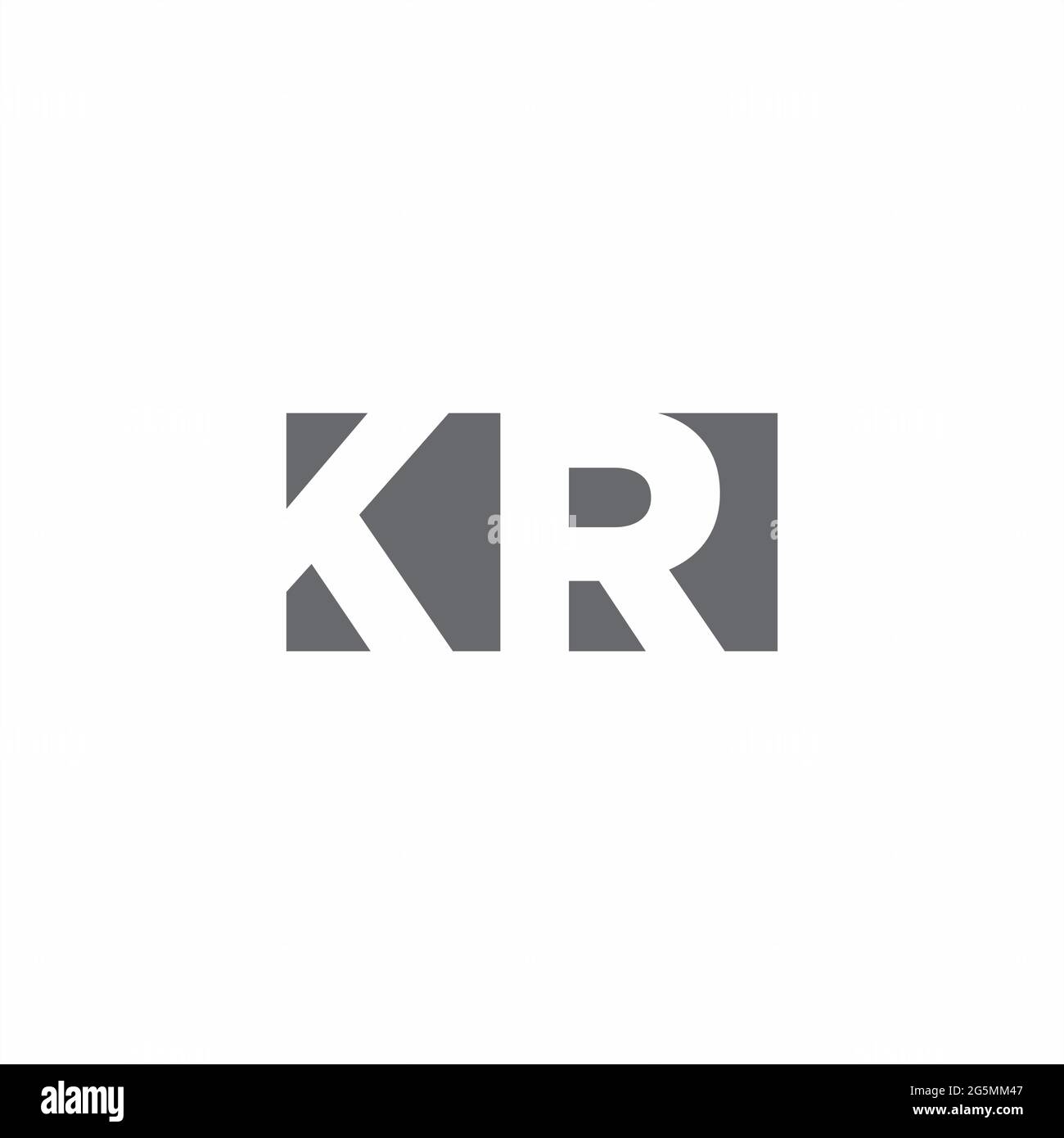 KR Logo-Monogramm mit negativem Raum Stil Design-Vorlage isoliert auf weißem Hintergrund Stock Vektor