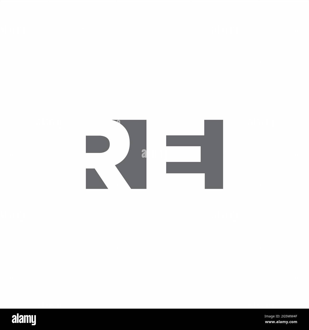 RE-Logo-Monogramm mit negativem Raum Stil Design-Vorlage isoliert auf weißem Hintergrund Stock Vektor