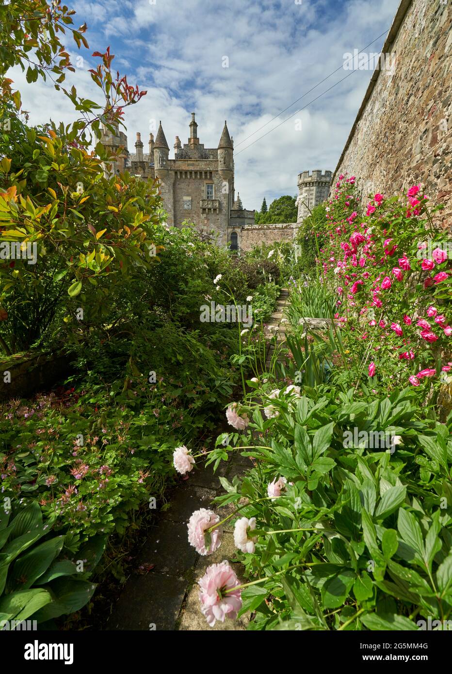 Wunderschöne Blumenbeete im Morris Garden des Abbotsford House in den Scottish Borders. Stockfoto