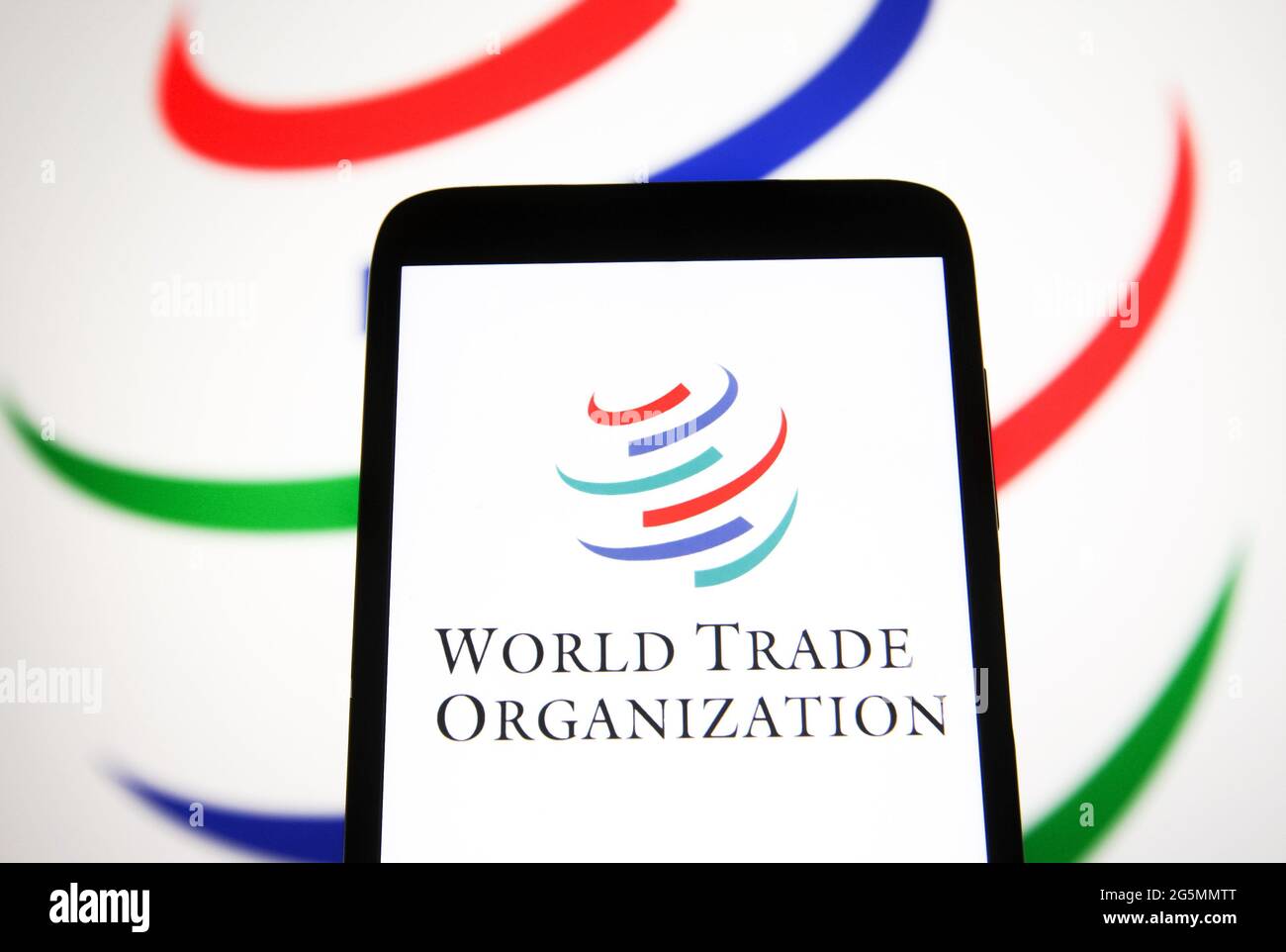 Ukraine. Juni 2021. In dieser Abbildung ist ein Logo der Welthandelsorganisation (WTO) auf einem Smartphone-Bildschirm zu sehen. Kredit: SOPA Images Limited/Alamy Live Nachrichten Stockfoto Ukraine. Juni 2021. In dieser Abbildung ist ein Logo der Welthandelsorganisation (WTO) auf einem Smartphone-Bildschirm zu sehen. Kredit: SOPA Images Limited/Alamy Live Nachrichten Stockfoto