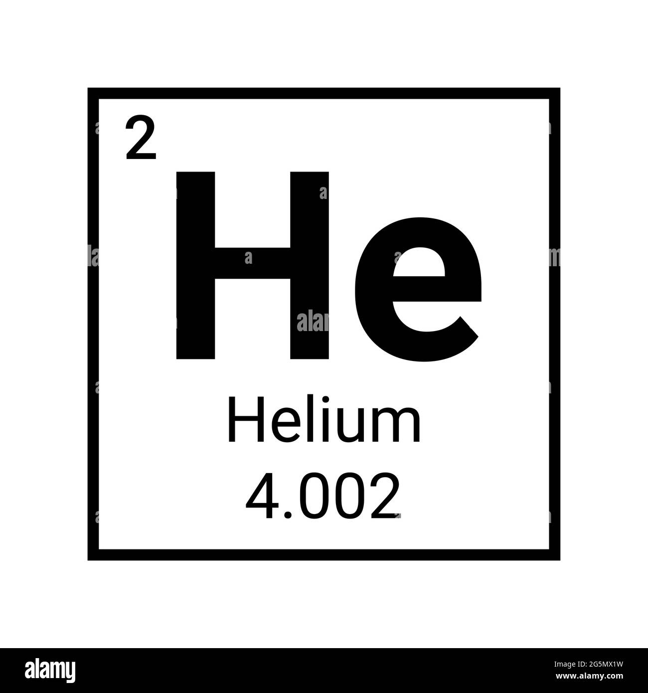 Symbol für die Chemie des Helium-Periodensystems. Symbol für Helium-Atom-Gas des Vektors Stock Vektor