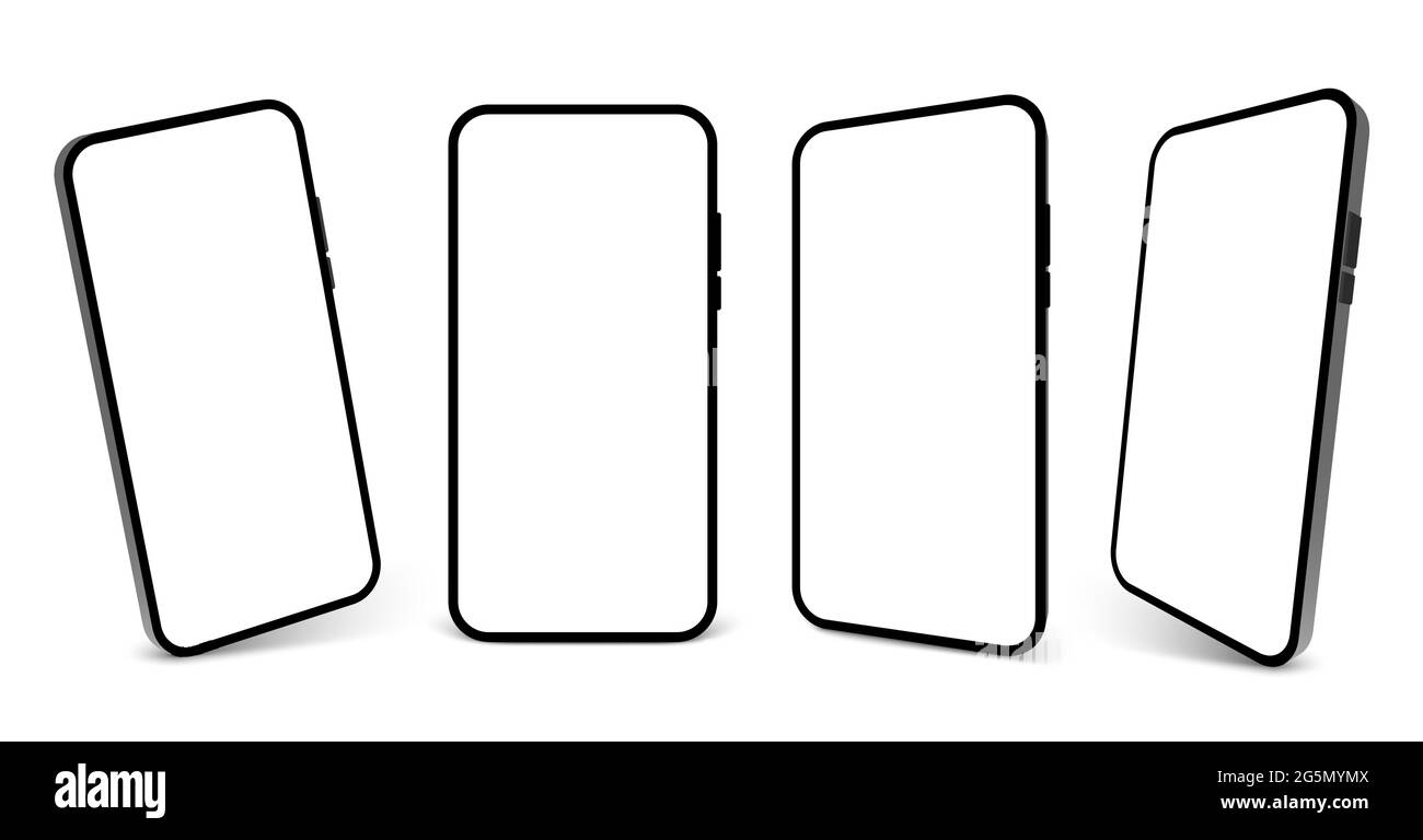 Smartphone Mockup Vektor-Bildschirm Handy 3d. Isolierte Vorlage für Smartphone-Mockup im Hintergrund Stock Vektor